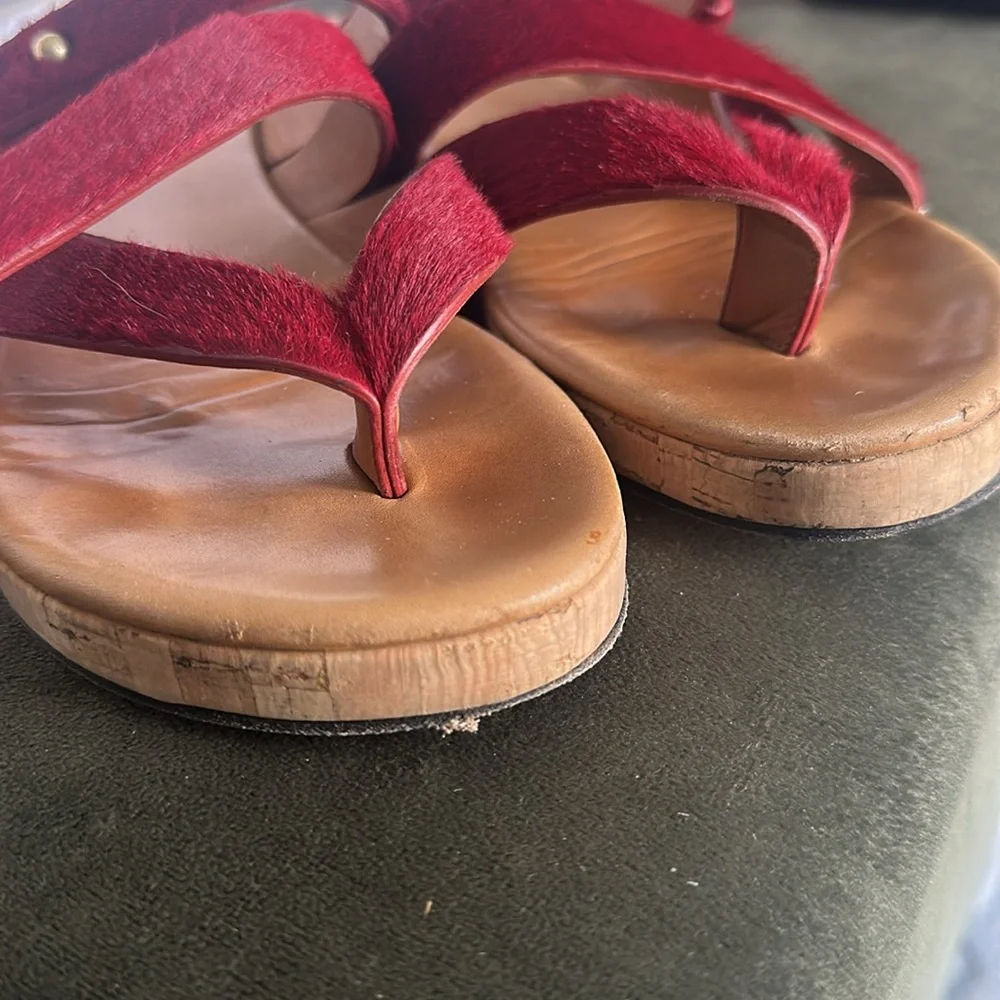 Chloe deep red pony hair sandals size 36